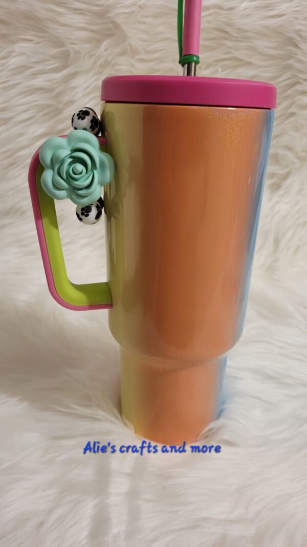 Teal flower charm - Image 2