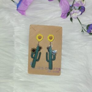 Sunflower cactus earrings