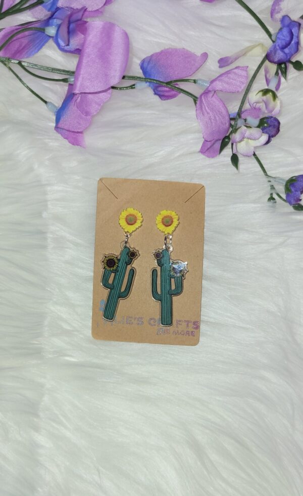 Sunflower cactus earrings
