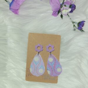 Purple floral earrings
