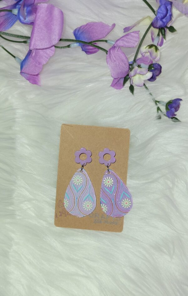 Purple floral earrings