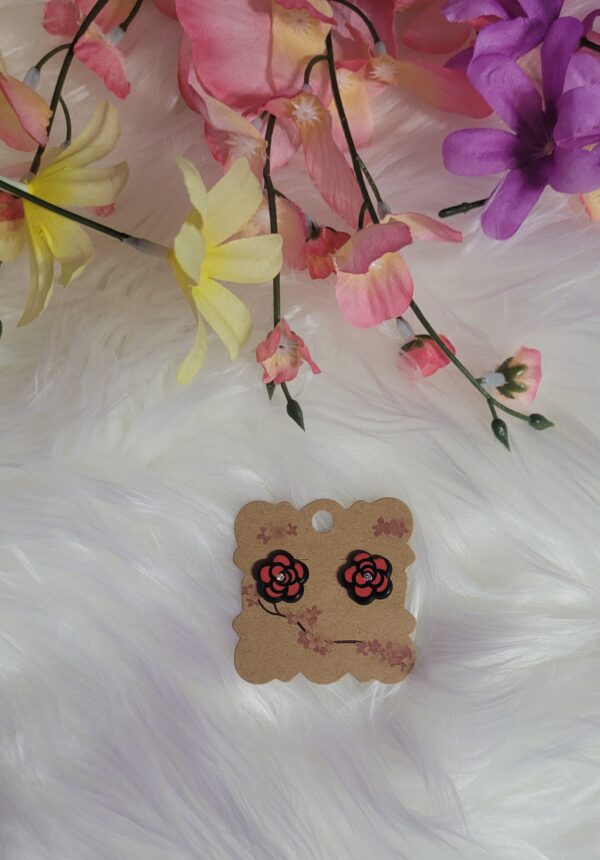 Red flower earrings