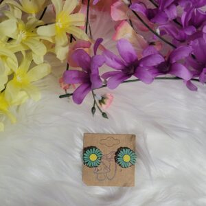 Green flower earrings
