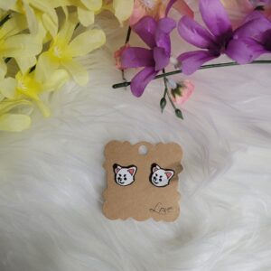 White dog earrings