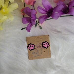 Pink paw print earrings