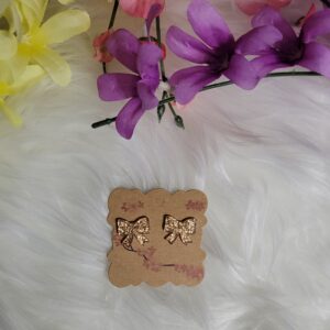 Gold glitter bow earrings