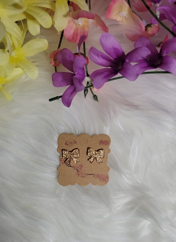 Gold glitter bow earrings