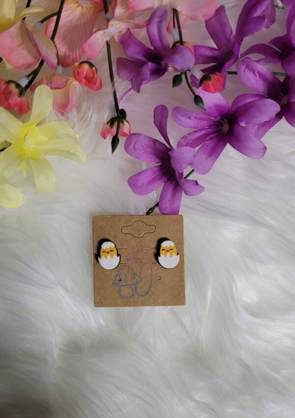 Chicks in eggs earring post