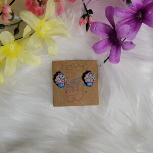 Basket of flowers post earrings
