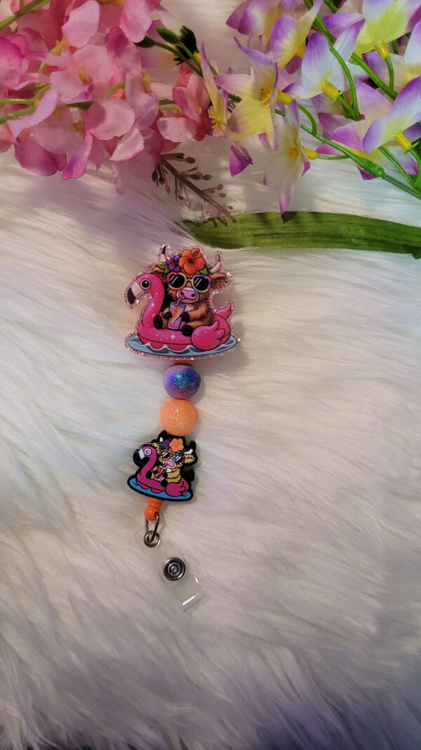 Cute cow on float badge
