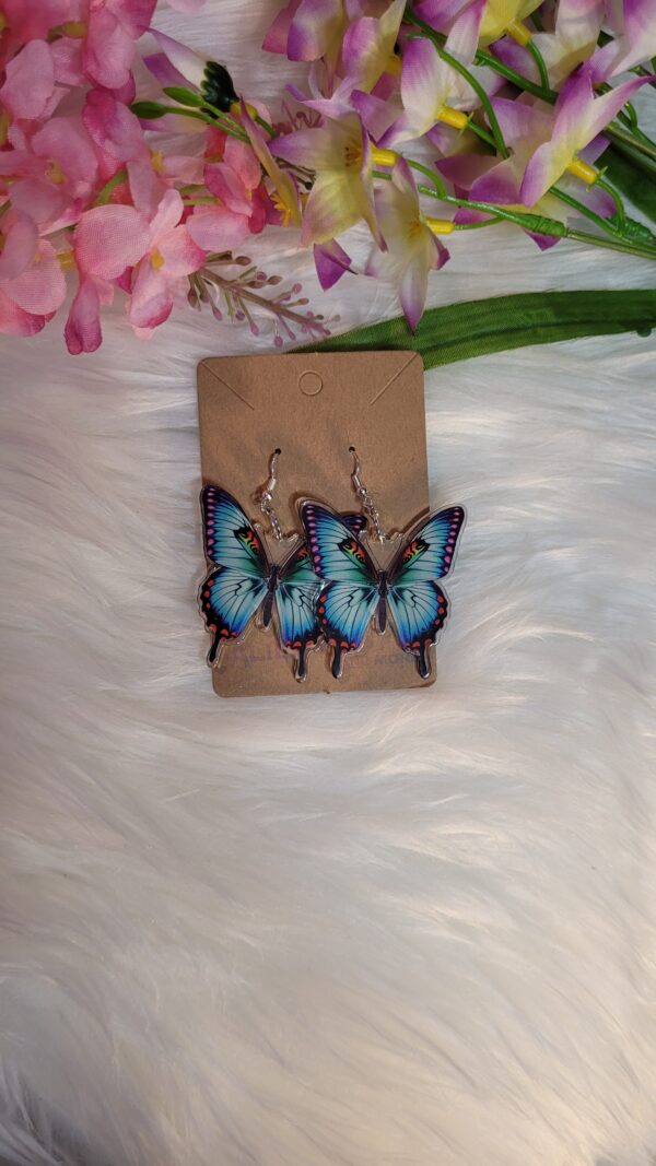 Blue butterfly earrings - Image 2