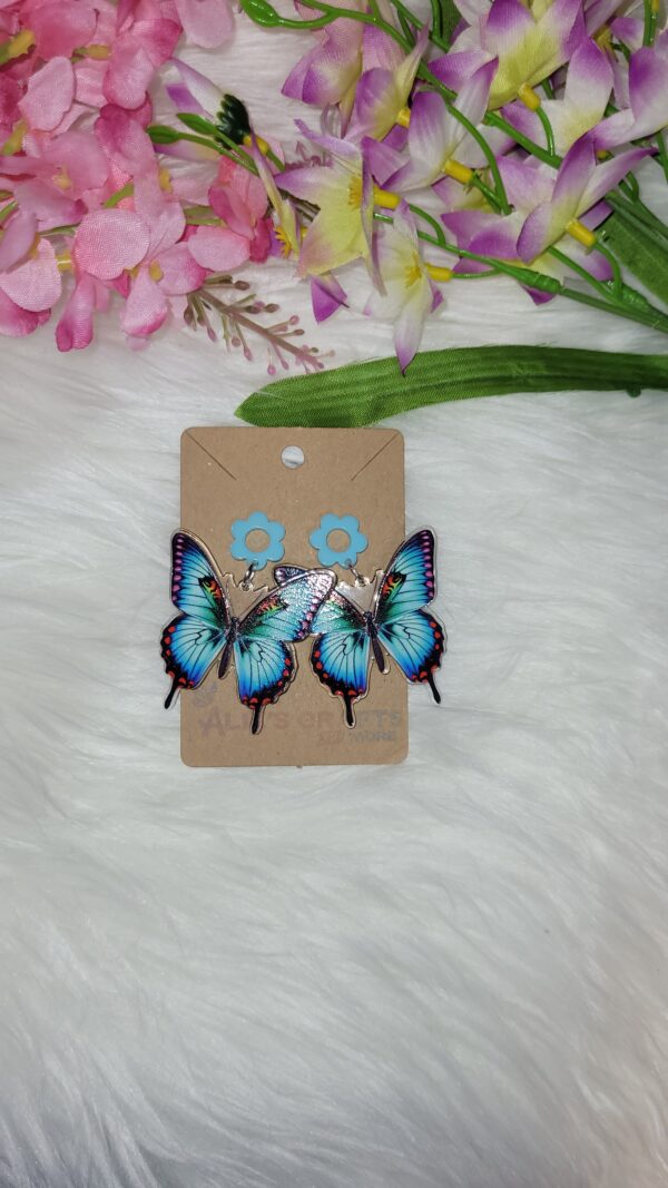 Blue butterfly earrings - Image 2
