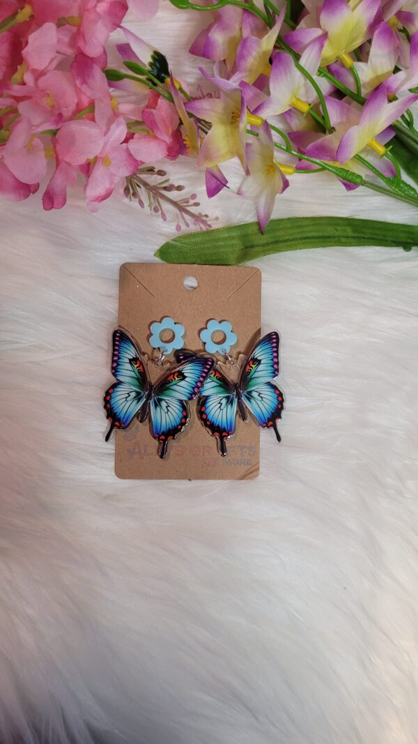 Blue butterfly earrings