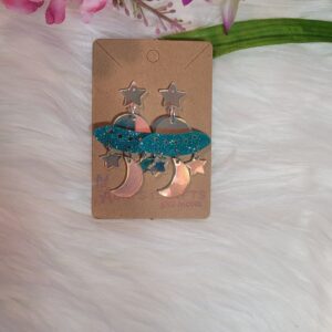 Moon and stars spaceship earrings