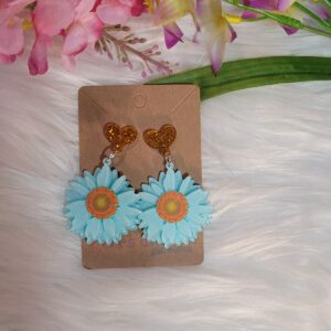Blue daisy earrings