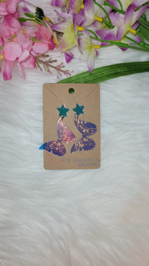 Mirror finished butterfly earrings - Image 2