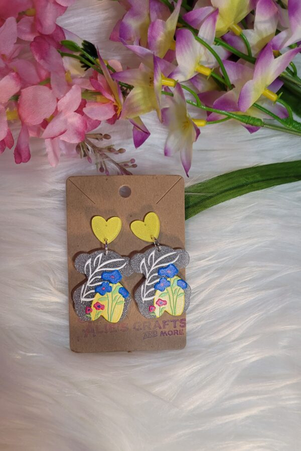 Bear with flowers earrings - Image 2