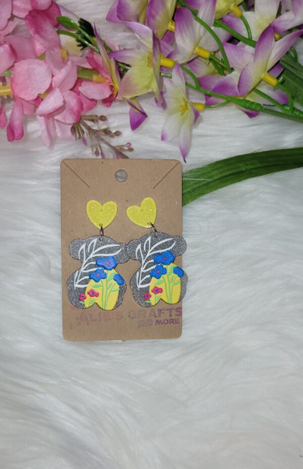 Bear with flowers earrings
