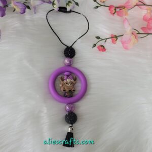 Purple cow car charm