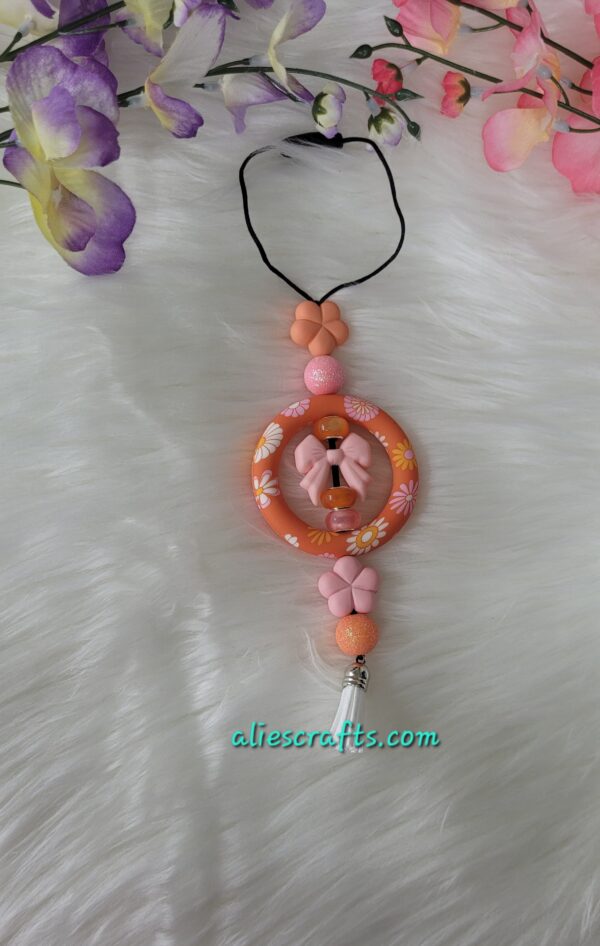 Floral bow car charm
