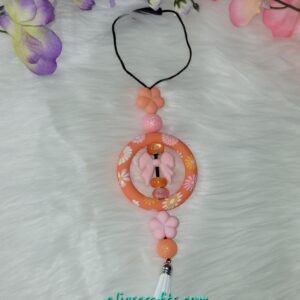 Orange and pink flower car charm