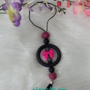 Pink bow car charm