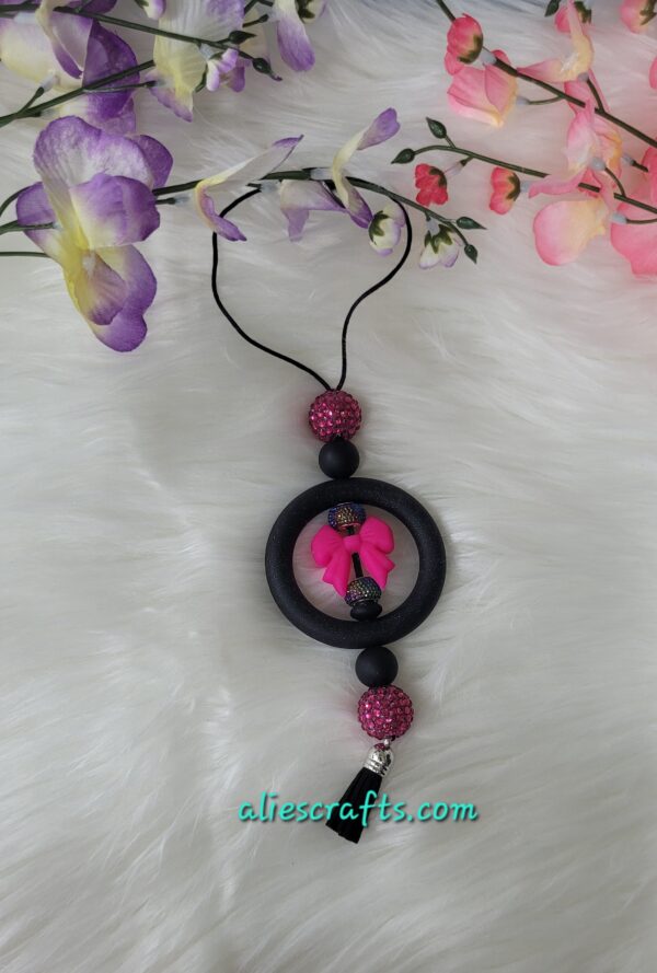 Pink bow car charm