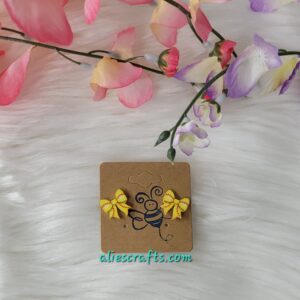 Yellow softball bow earrings