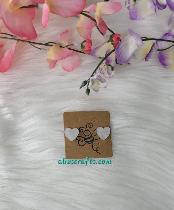 Milky white heart earrings
