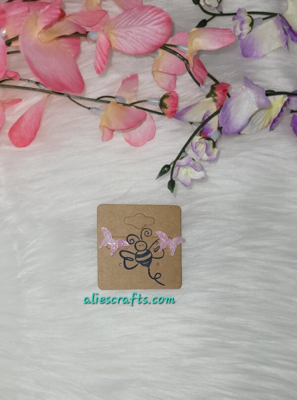 Pink butterfly earrings - Image 2