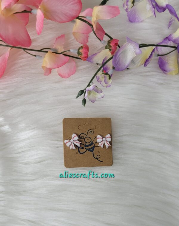 Baseball bow earrings
