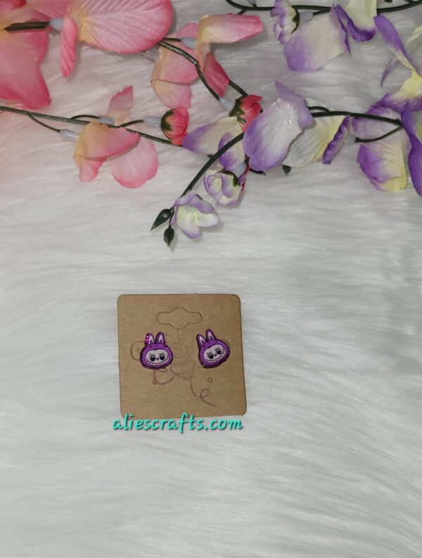 Purple labubu earrings - Image 2