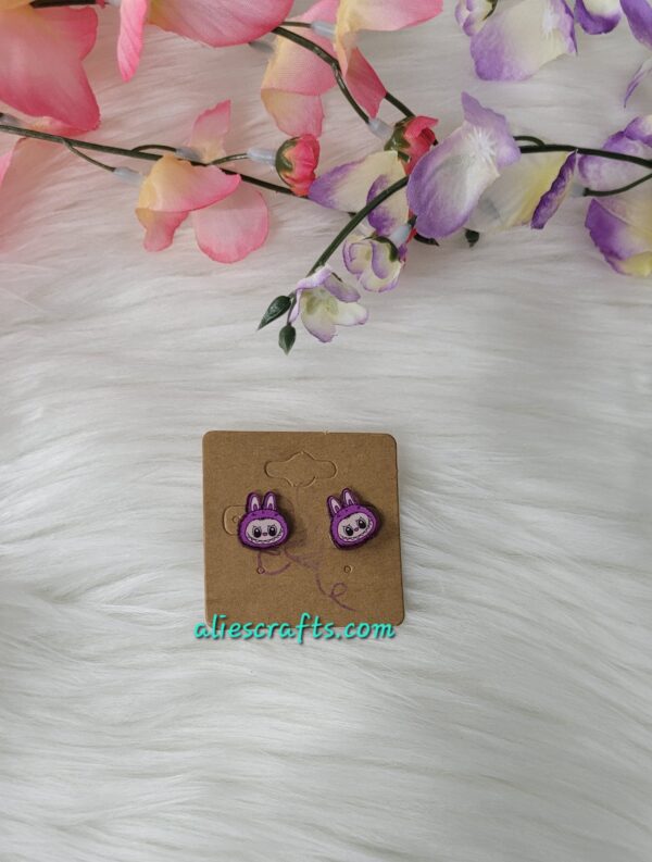 Purple labubu earrings
