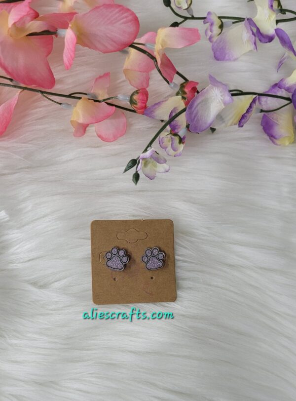 Paw print with flowers earrings