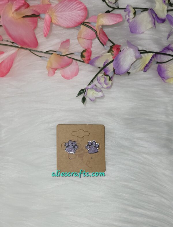 Paw print with flowers earrings - Image 2