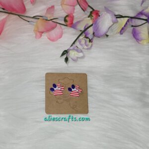 American flag paw print earrings