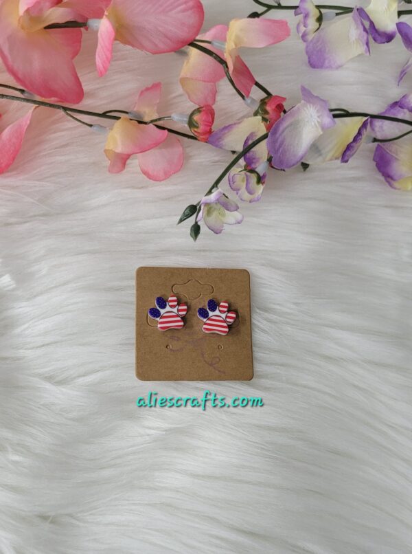 American flag paw print earrings - Image 2