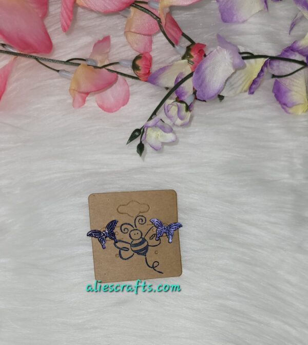Black/blue butterfly earrings
