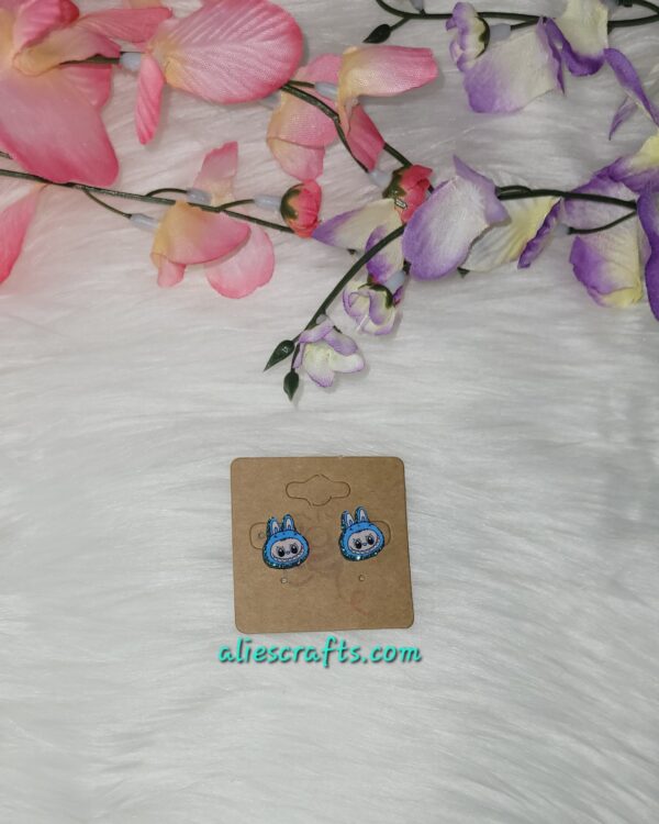 Blue labubu earrings