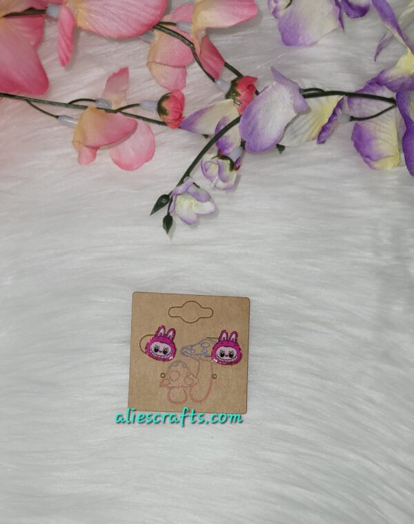 Pink labubu earrings