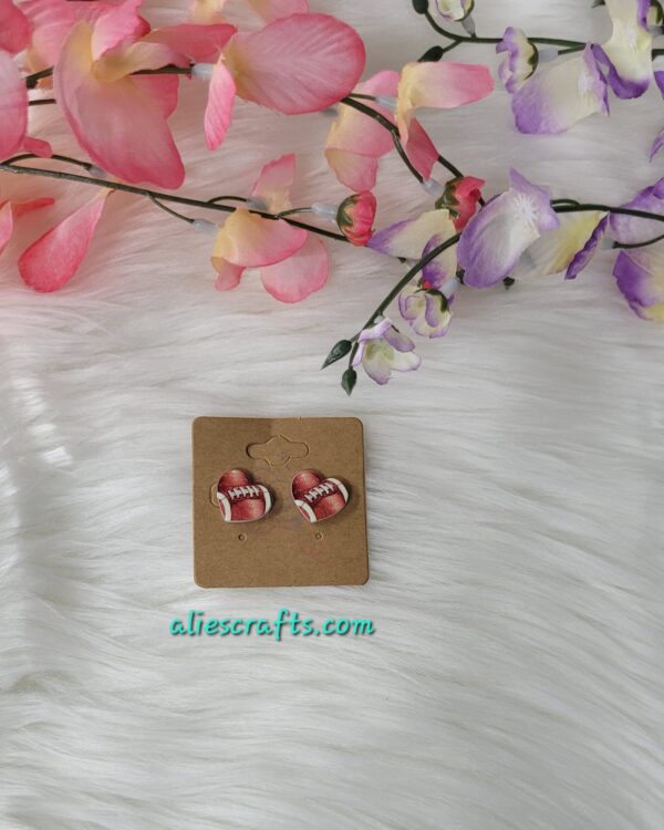Football heart earrings