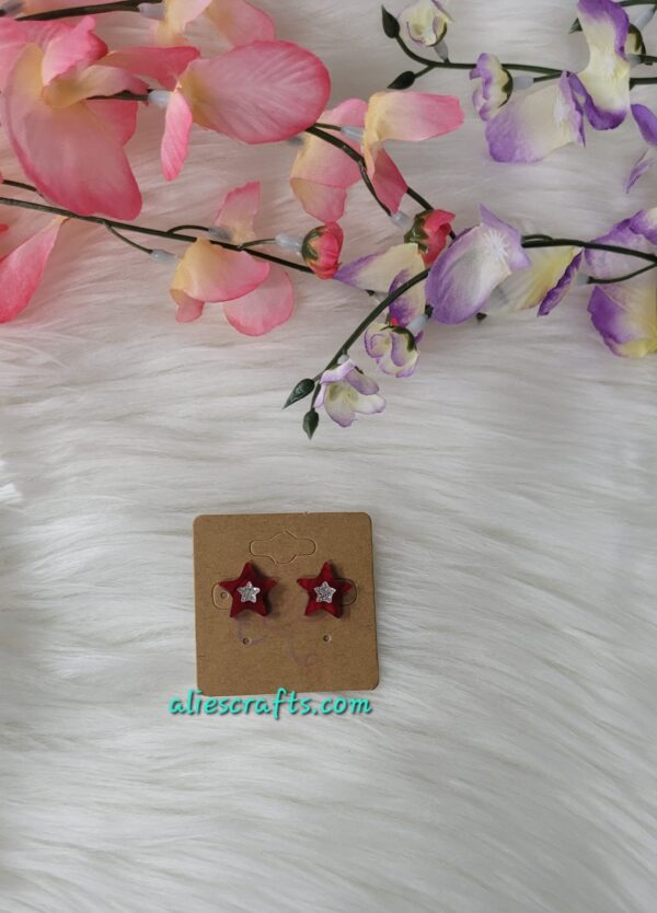 Red star earrings - Image 2