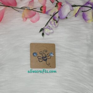 Blue/black swirl rose earrings