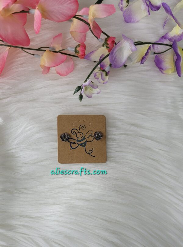 Black rose earrings