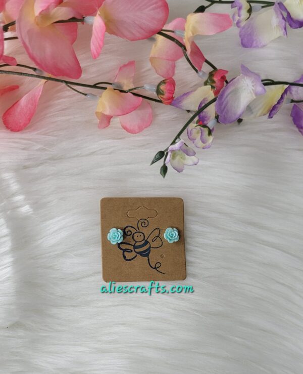 Turquoise rose earrings - Image 2