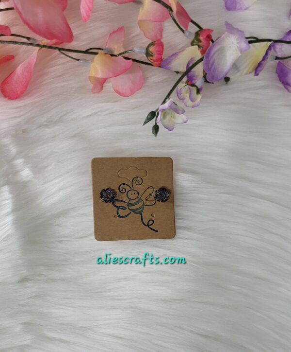 Black glitter rose earrings - Image 3