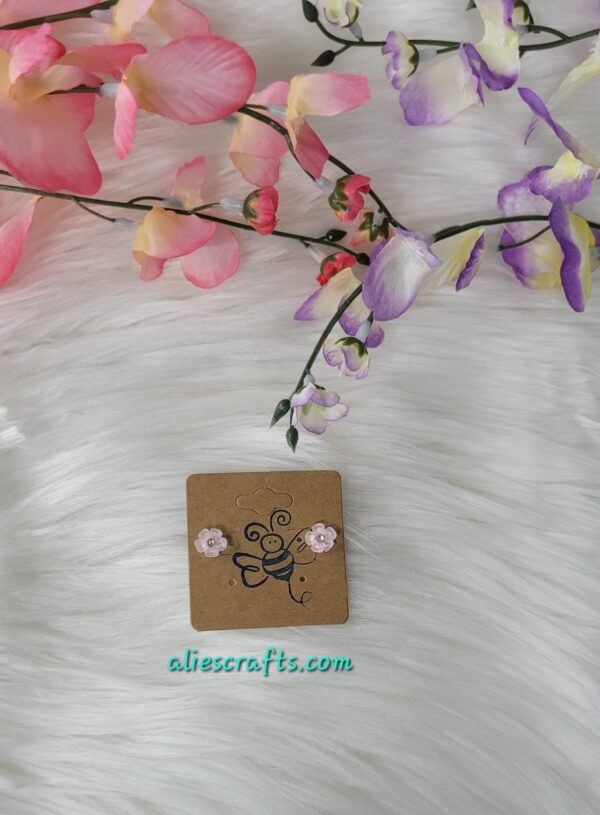 Pink flower with bling earrings