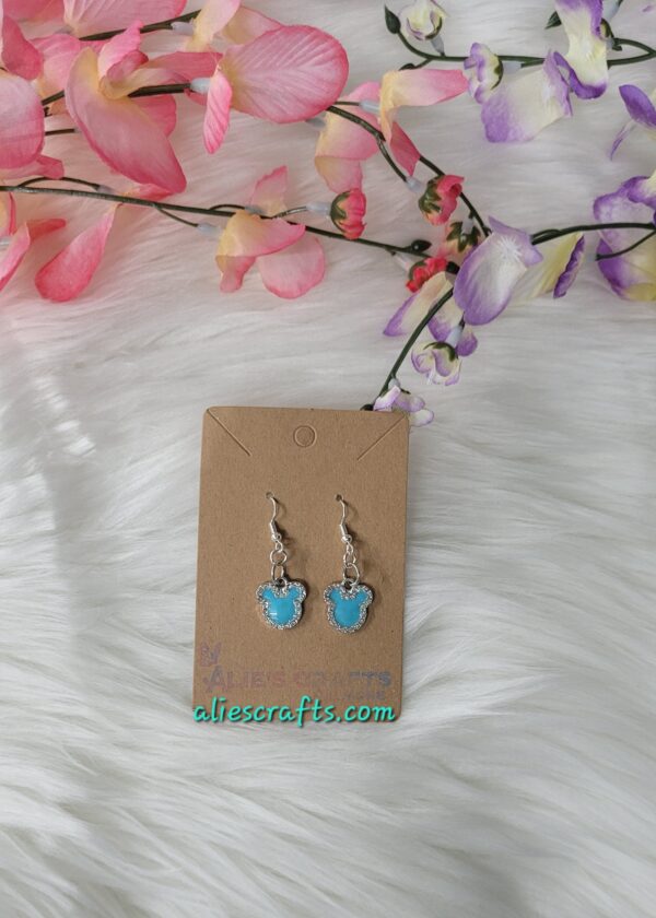 Blue mickey charm earrings