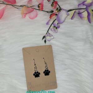 Black animal print paw charm earrings