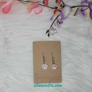 Pink animal print paw charm earrings